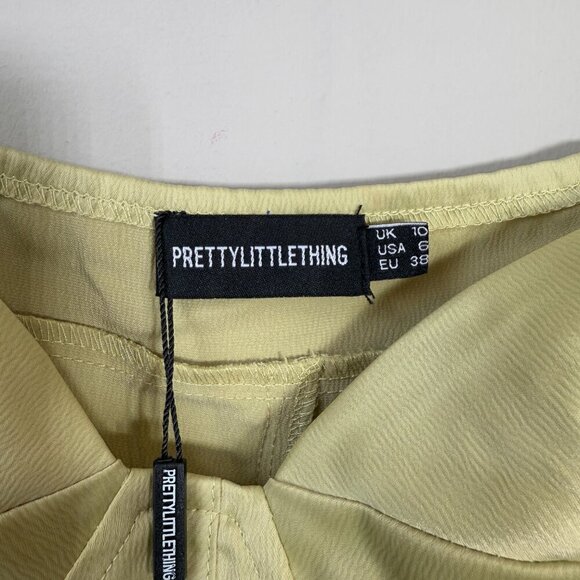 NWT PrettyLittleThing Puff Sleeve Corset Bodycon Mini Dress Womens 6 Olive Green - Picture 8 of 15